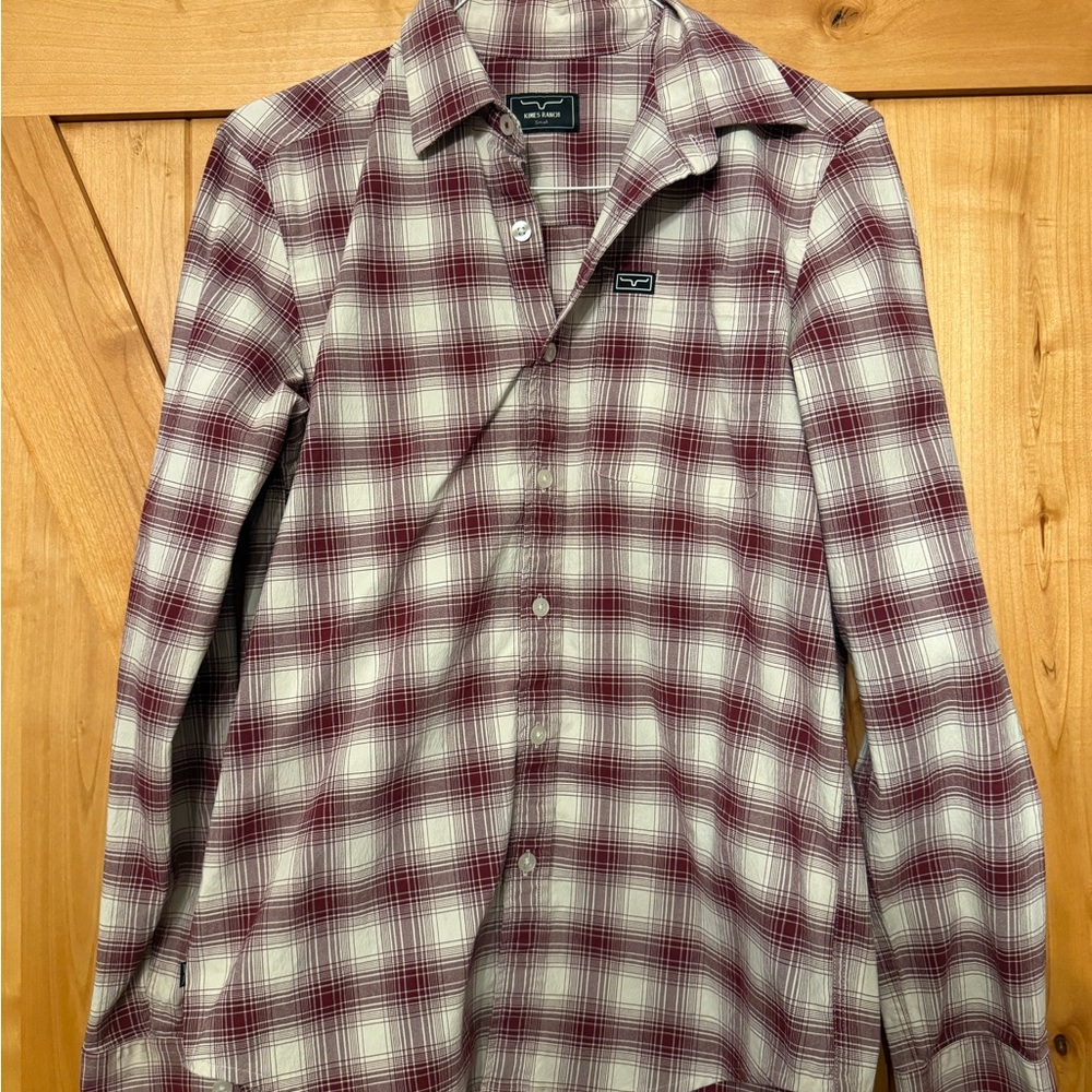 Kimes Ranch Men's Burgundy Plaid Shirt
